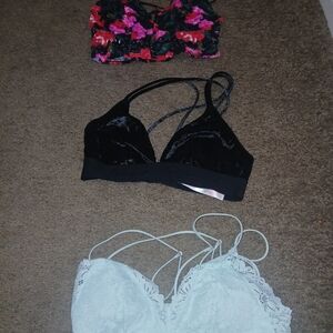 Pink Elegant Lace Bralette Set - Black, White, Floral